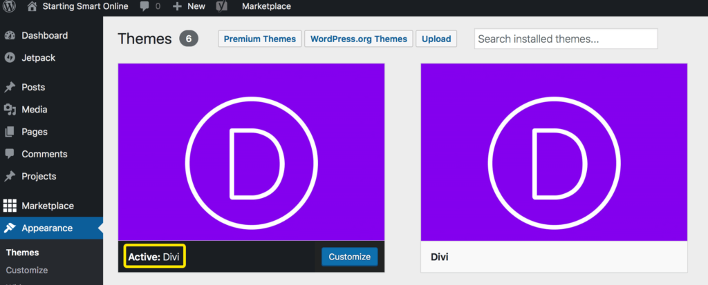 Activate the Divi theme