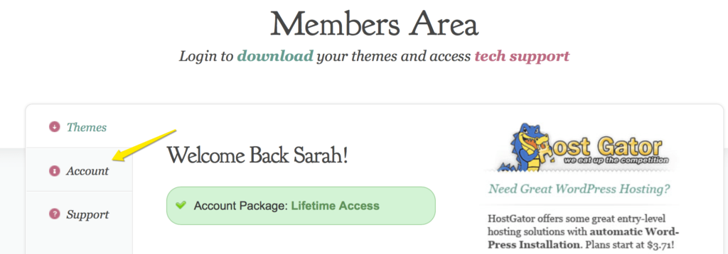 Elegant Themes Members Area