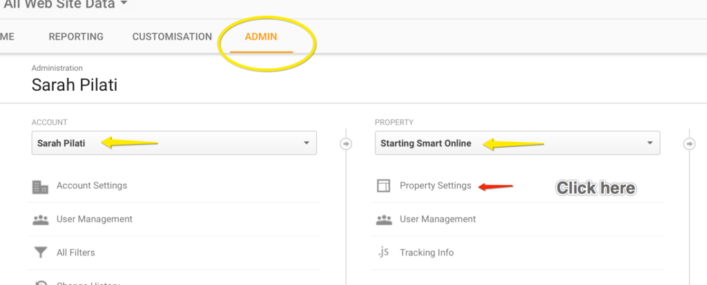 Google Analytics Property Settings